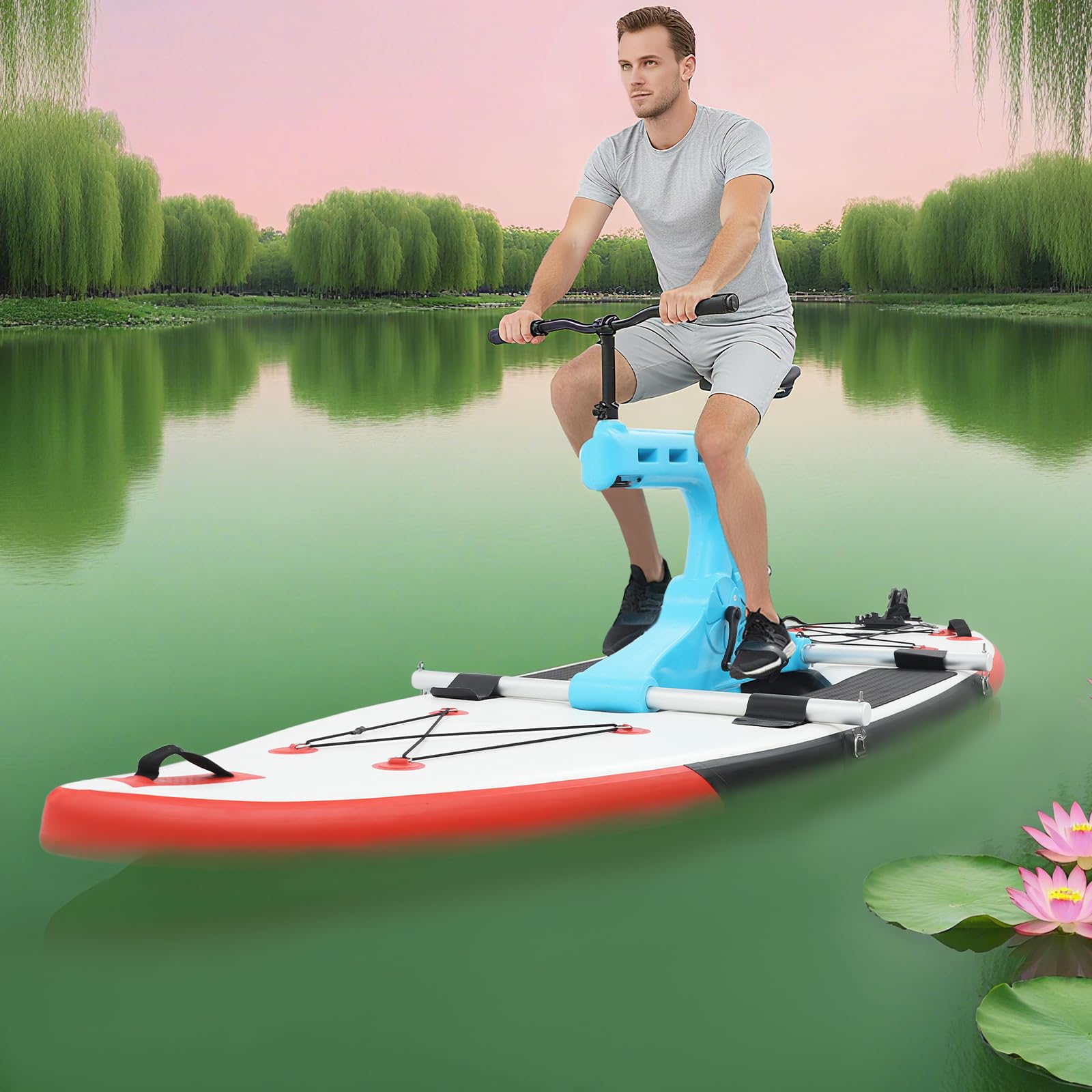 Bicicletta acquatica con tavola SUP, in LLDPE e lega di alluminio, portata fino a 100 kg, attrezzatura multifunzione per sport acquatici, per parchi acquatici, laghi, fiumi e mari, ideale per il tempo