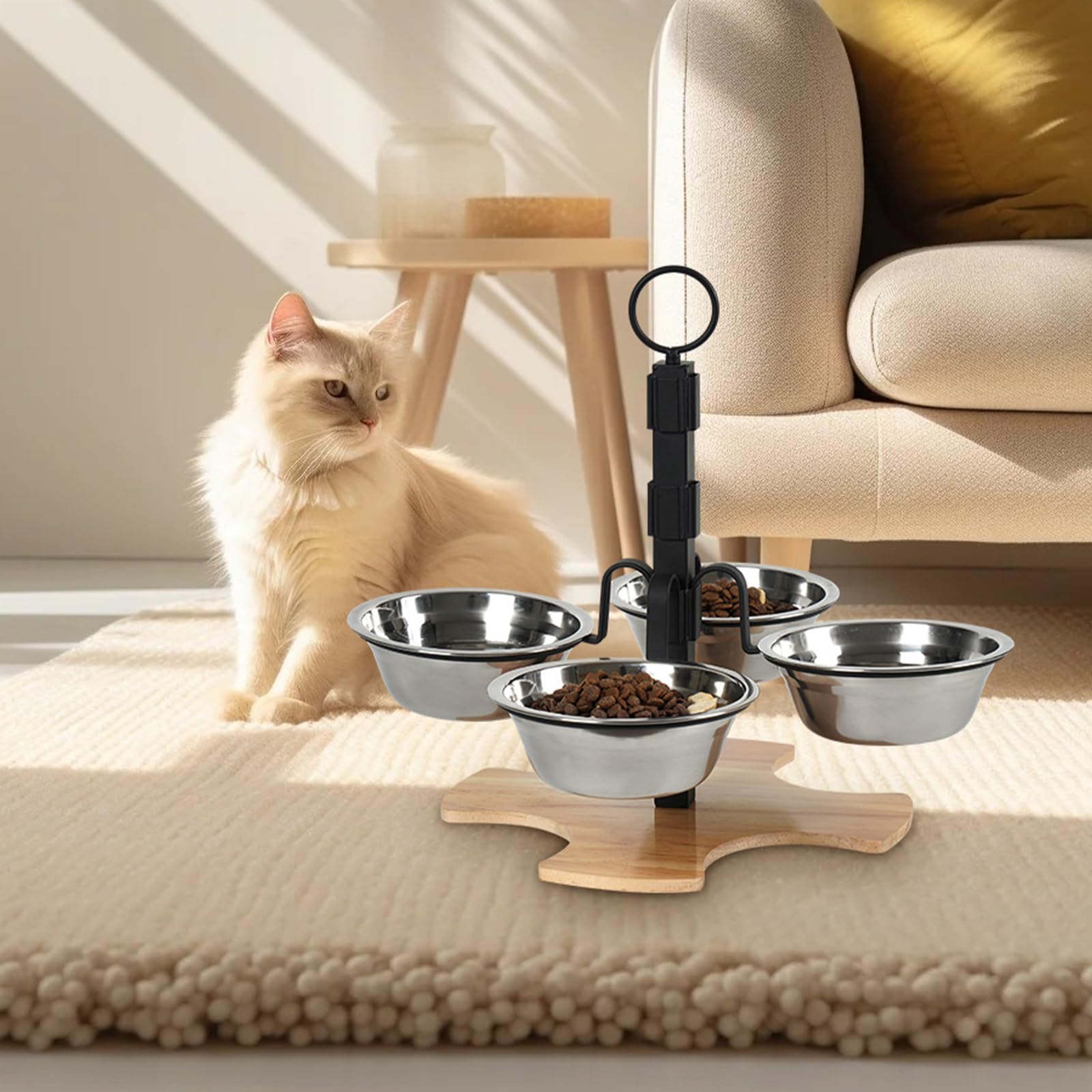 Supporto rialzato per ciotola per cani con mangiatoia Piatti per la maggior parte dei cani Dimensioni regolabili in altezza per cibo Ciotola per cibo per gatti antiscivolo