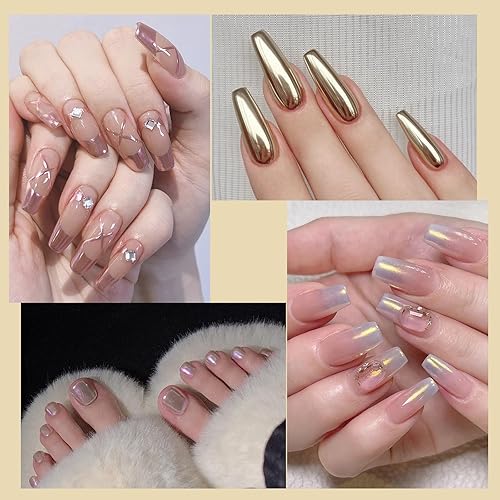 Vista 46 de Artdone Polvo de uñas cromado, efecto espejo metálico, pigmento cromado, iridiscente, aurora, brillantina, sirena, perla, kit de polvo para esmalte