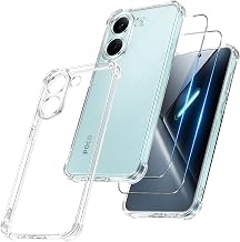 Vauki para Xiaomi Poco X8 Pro 5G Funda con 2 Cristal Templado, Soft TPU Case, [Almohadilla de Aire integrada] Antigolpes Antiarañazos Carcasa, Antiamarilleo Cover, Transparente