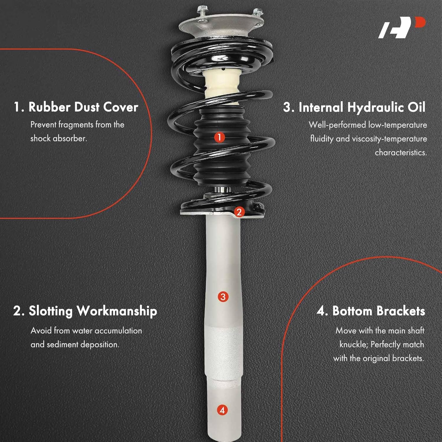 A-Premium Front Complete Struts Compatible with BMW 525i 2004-2007, 530i 2004-2007, 545i 2004-2005, 550i 2006-2010 - 2x Replacement Suspension Shock Absorber with Coil Spring Assembly