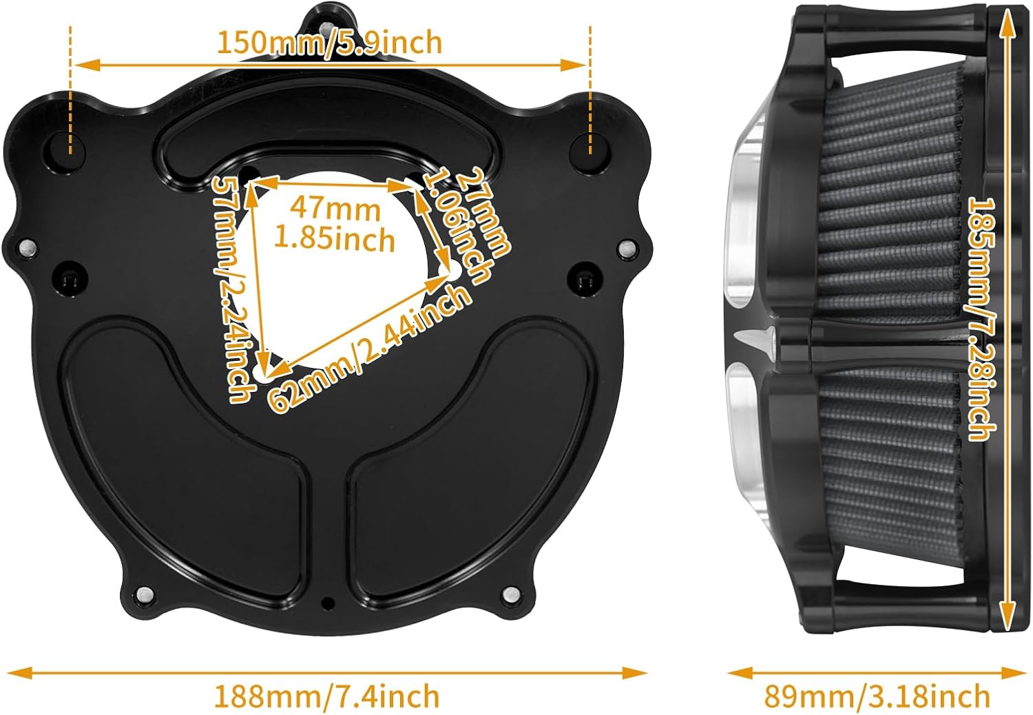 Motorcycle Air Filter Air Cleaner Kit Intake System Fit for Harley Sportster Dyna Softail Touring（#974-Grey Filter Element B for Touring 00-07 Dyna 00-17 Softail 00-15)
