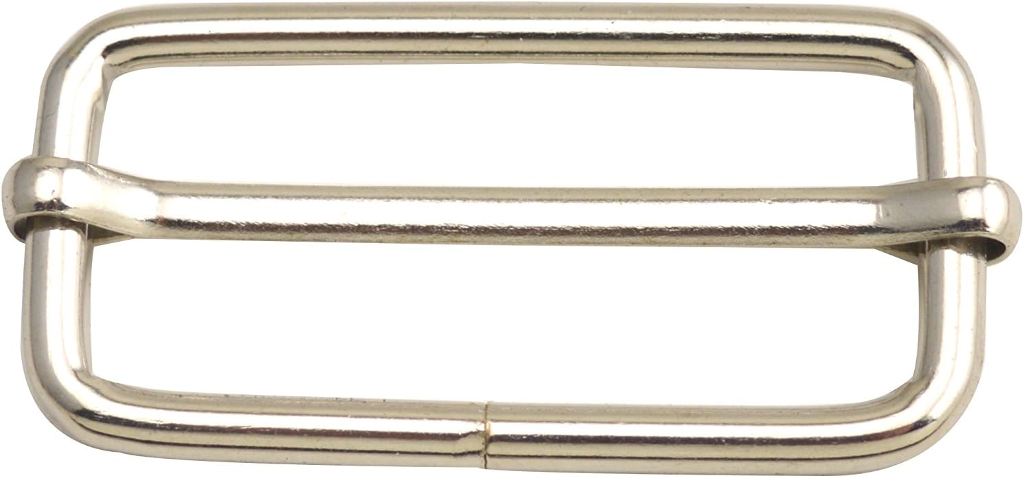 Wuuycoky Silvery 1.5" Inner Length Metal Filament Sliding Bar Tri-Glides Wire-Formed Roller Pin Buckles Slider Pack of 15