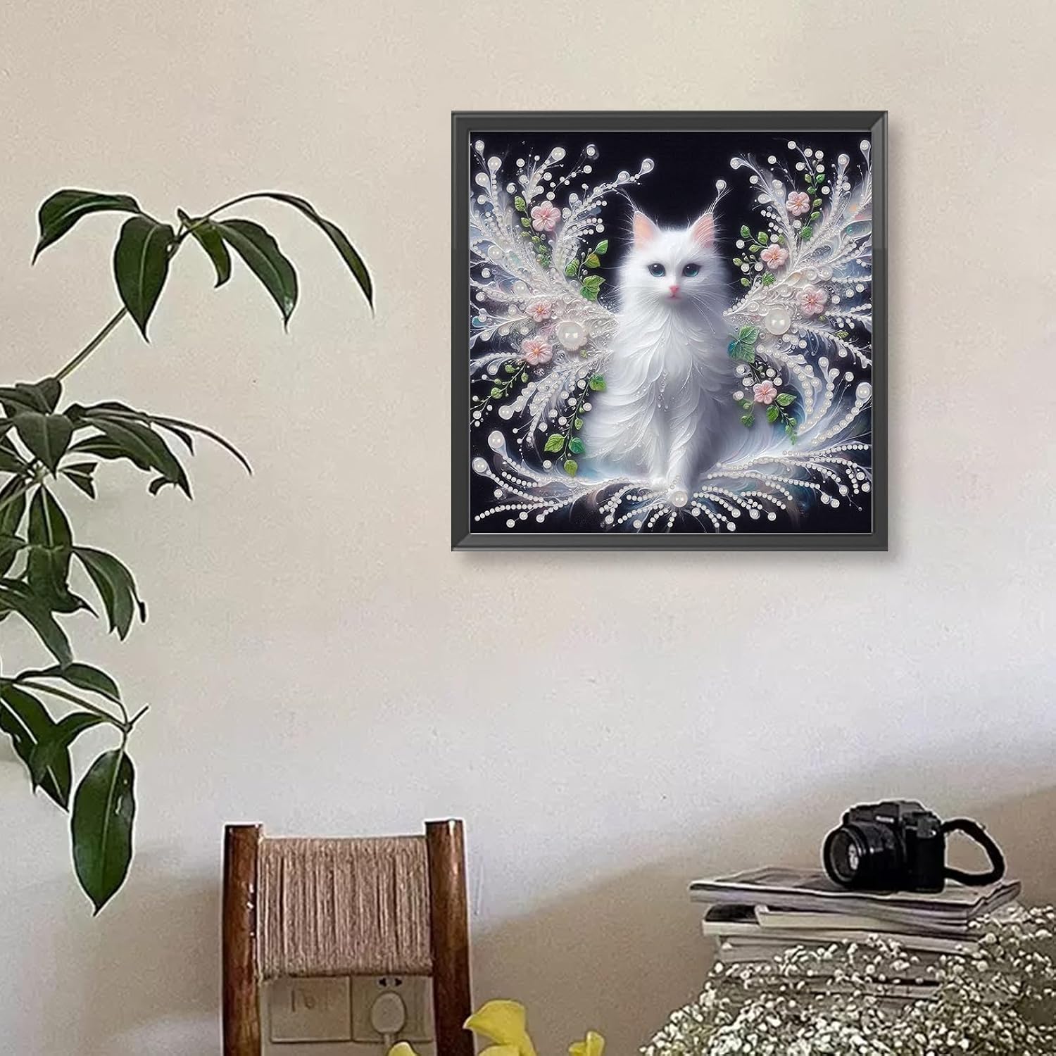 Angel Cat Diamond Art Kits for Adults 5D Diamond Painting with Special Shaped Partial Drill for Home Wall Decor 11.81x11.81in DIY Gem Art Craft for Beginners Stress Relief and Unique Canvas