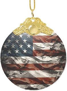 American Camouflage Glass Christmas Tree Ornaments 2025 Round Hanging Pendant Xmas Tree Decorations for Party Wedding Fireplace Outdoor