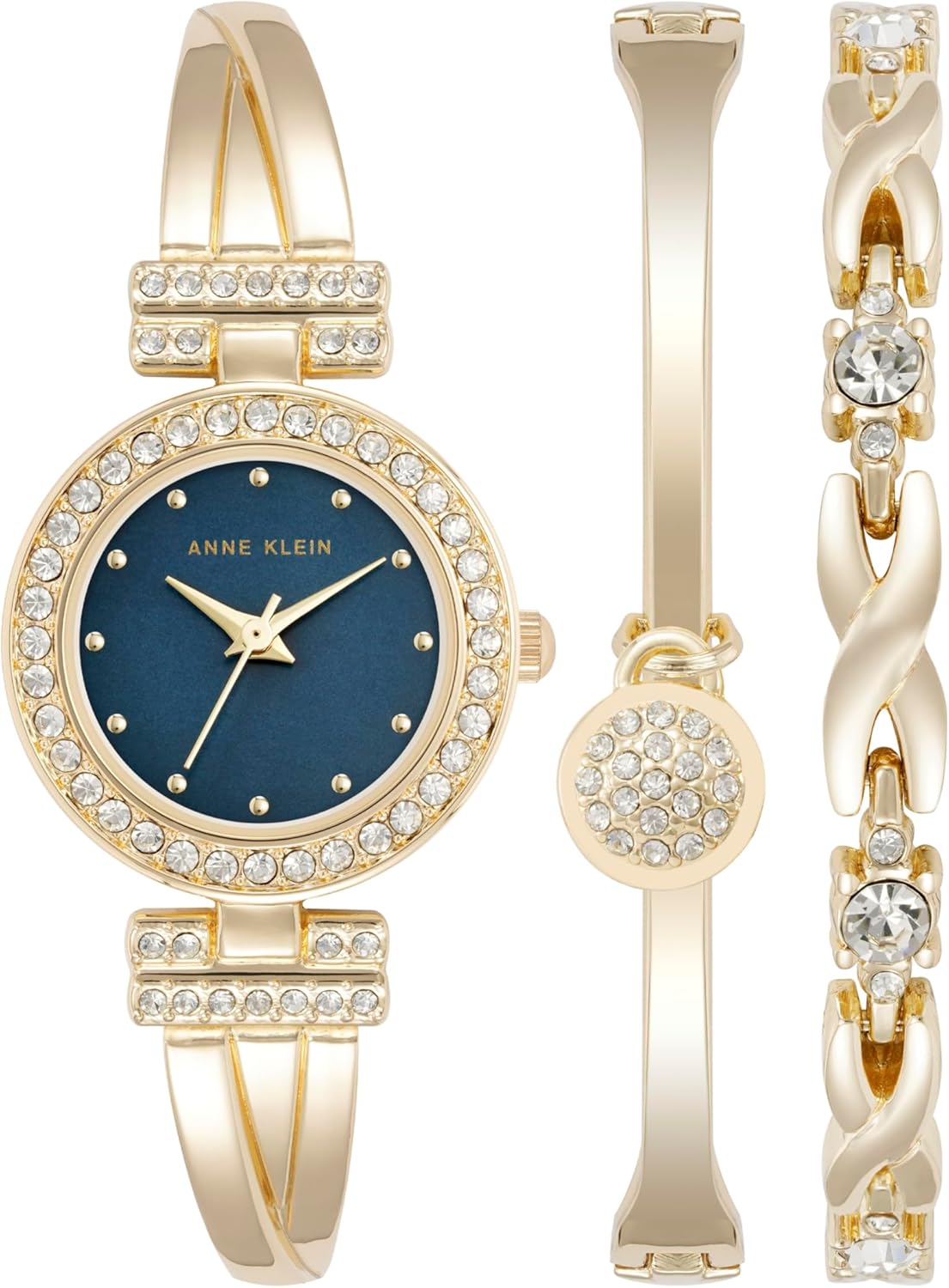 Anne Klein Women's Premium Crystal Accented Bangle Watch and Bracelet Set