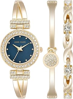 Anne Klein Women's Premium Crystal Accented Bangle Watch and Bracelet Set