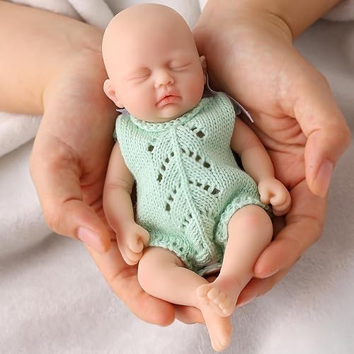 MYREBABY - Mini bebé de silicona de 7 pulgadas, muñecas Reborn de cuerpo completo de silicona realista, muñeca de bebé recién nacida en miniatura de