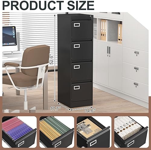 Miniatura 24 de LUCYPAL Archivador de 2 cajones con cerradura, archivadores verticales de metal para oficina en casa, gabinete de almacenamiento debajo