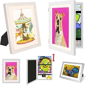 2pcs Kids Art Frames Front Opening Kids Artwork Frames Changeable Wall Gallery Photo Frame Display for 3D Picture,A4 Art-Work,Crafts,Children Drawing,Hanging Art,Portfolio Storage-White