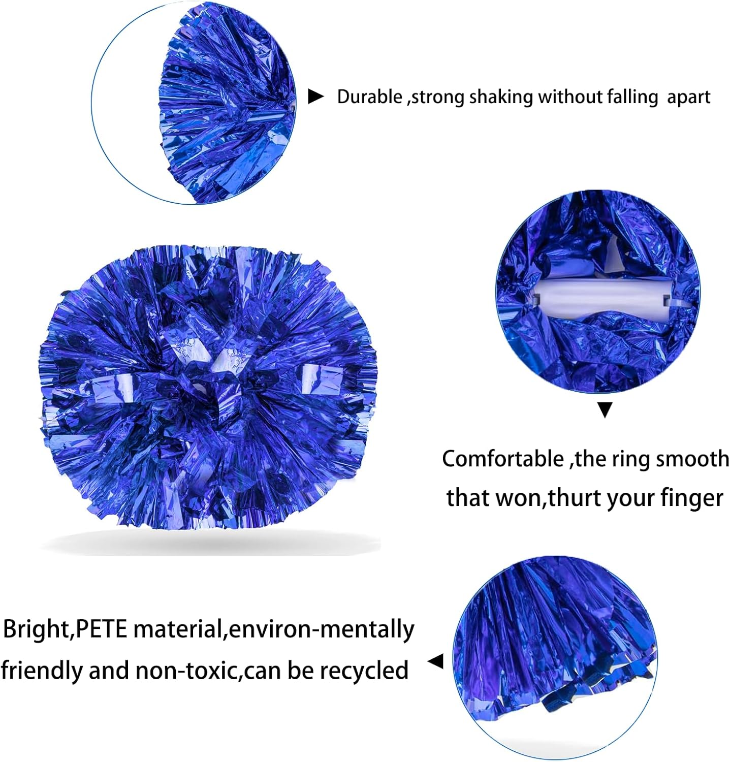 2個 アップグレード 12インチ メタリック チアリーディングポンポン、チアリーダーポンポン チアポンポン 子供大人向け チアリーデ