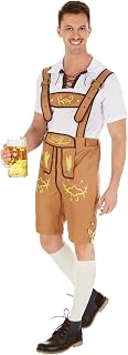 TecTake dressforfun Men’s Bavarian Costume | Smart lederhosen-style shorts | Traditional embroidery | Comfortable stretch jersey top in white (S | no. 301085)