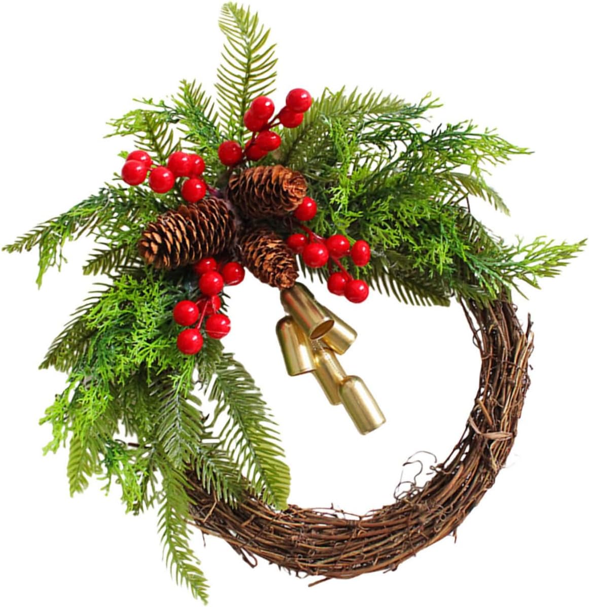 Christmas Bell Wreath Artificial Berries Garland for Holiday Decor Xmas Door Hanging Decoration for Parties Family Gatherings Festive Celebrations