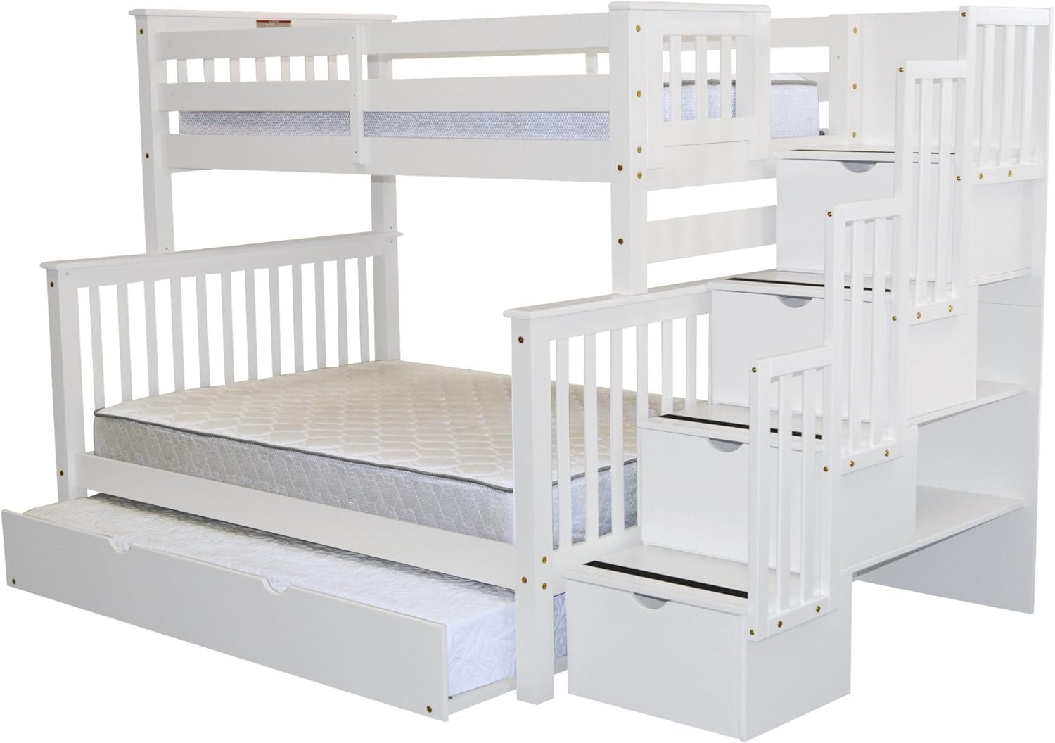Bedz King Stairway Bunk Beds Twin over Full with 4 Drawers