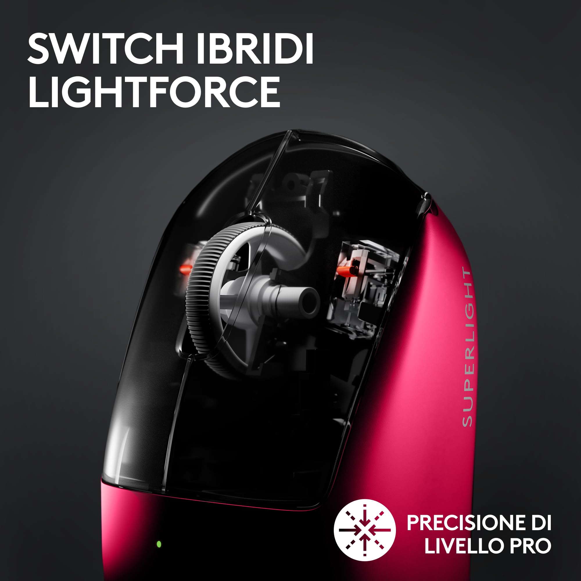 Logitech G PRO X SUPERLIGHT 2 LIGHTSPEED mouse gaming wireless, aggiornamento 8K, leggero, 60g, switch ibridi LIGHTFORCE, HERO 2, 888 IPS, 44K DPI, 5 pulsanti programmabili, USB-C, PC e Mac - Rosa