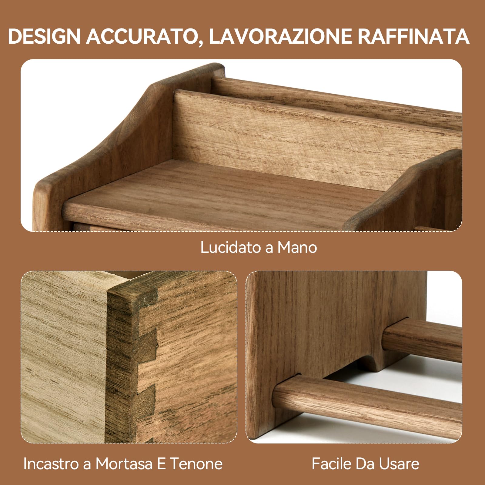 KIRIGEN Libreria in Legno Regolabile con Cassetto – Organizer da Scrivania Completamente Assemblato, Salvaspazio per Libri, Documenti e Riviste marrone