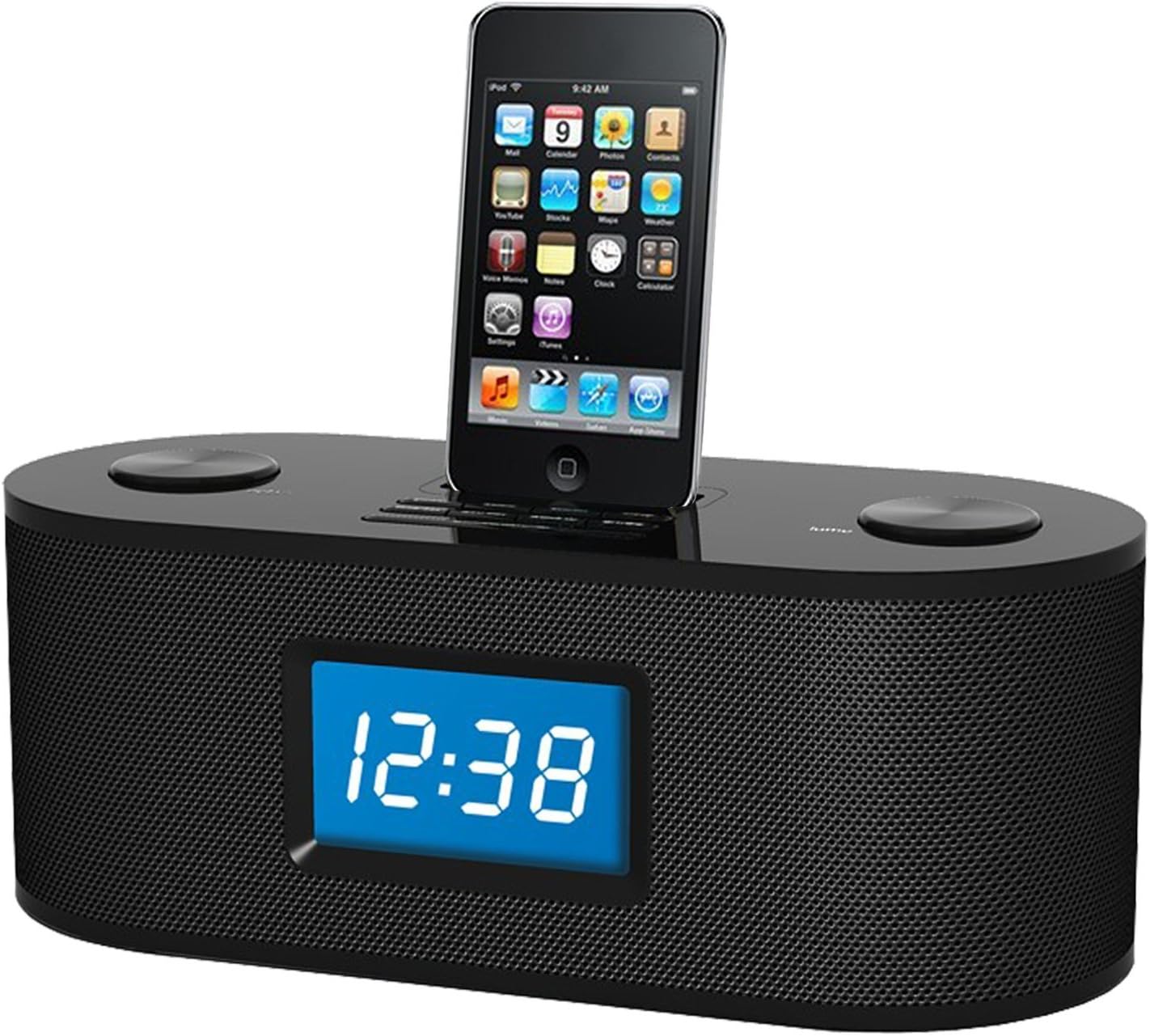 OT3010 Speaker Docking Station 30-Pin with FM,Alarm Clock for All Generation iPhone w/ remote control - black color