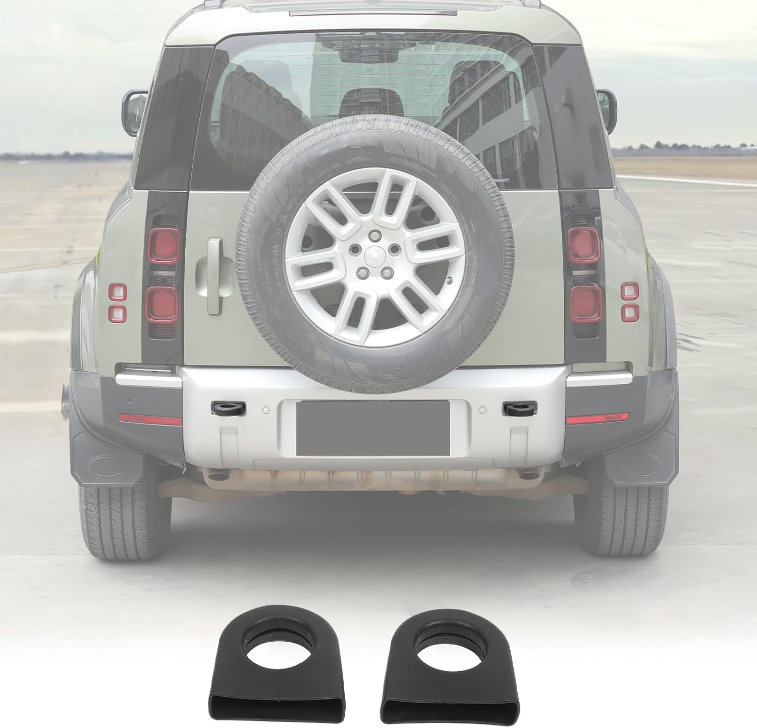 Rear Tow Hook Covers Compatible with L@nd Rover Defender 90/110/130 2020-2025 Accessories, Rear Bumper Towing Hooks Trailer Hitch Covers Rubber Protector Trim 2PCS (Black)