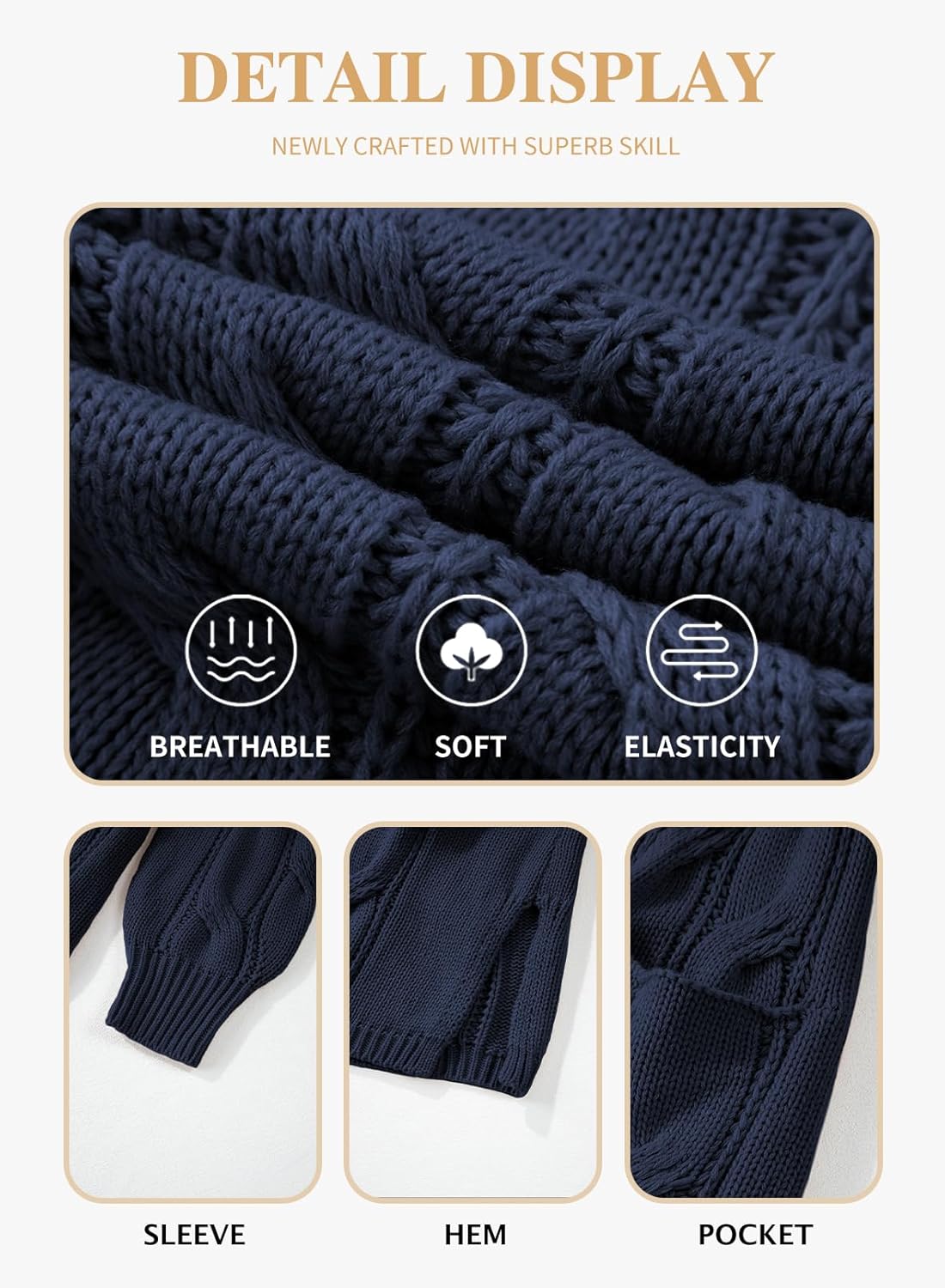 Eytino Plus Size Cardigans for Women Open Front Long Sleeves Lightweight Fall Sweaters with Pockets(1X-5X) - Image 5