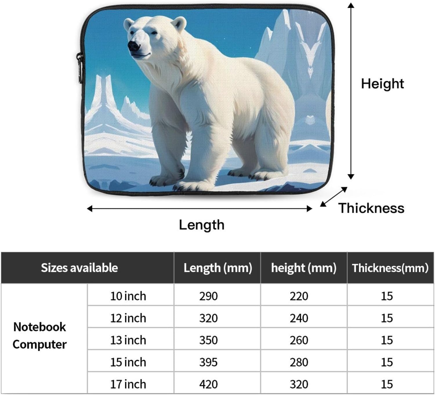 Polar Bear Printed 13 inch Laptop Case, Business/Office Commuter Laptop Case image 4