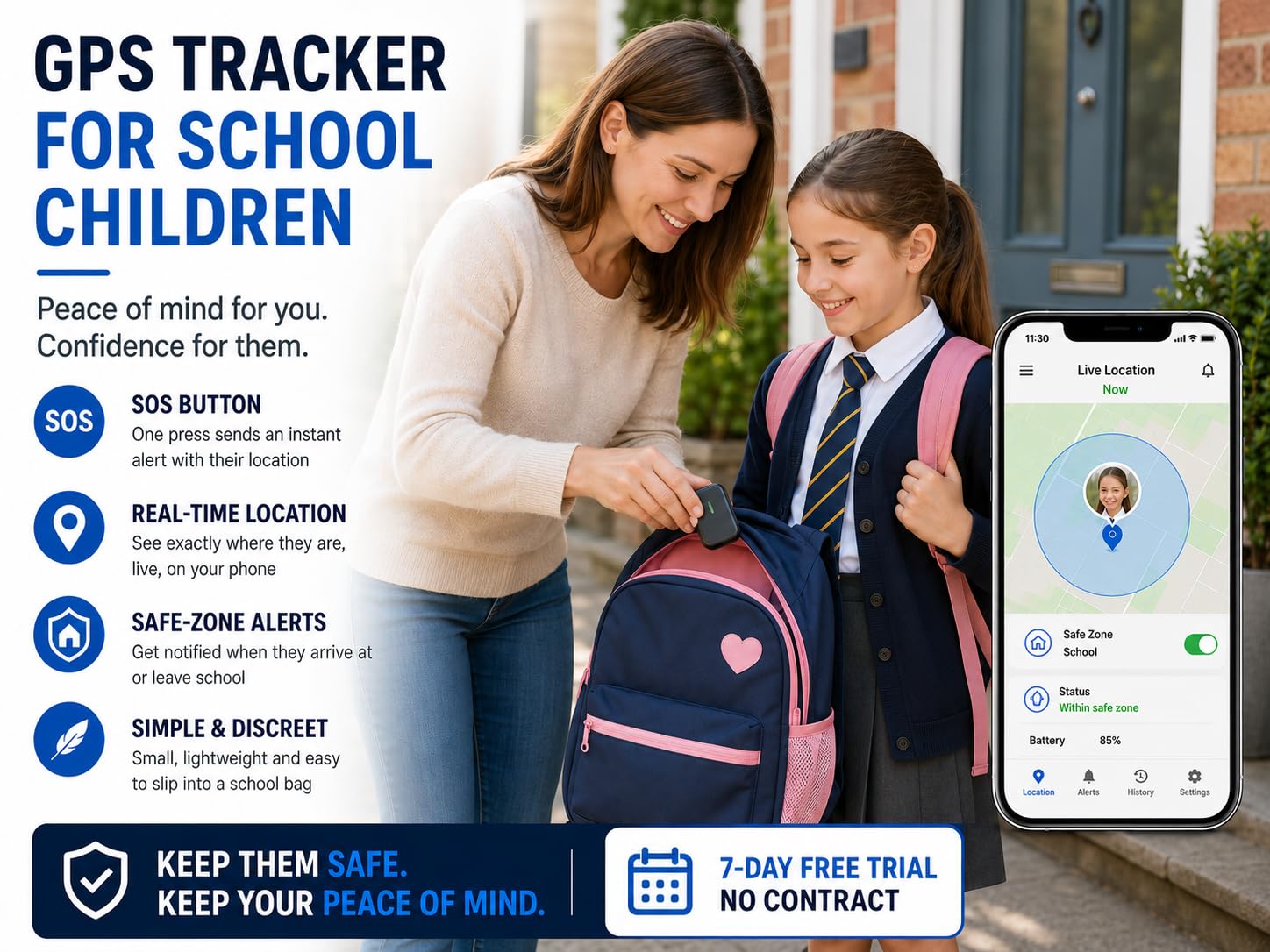 Rastreador personal GPS en tiempo real, dispositivo compacto para personas