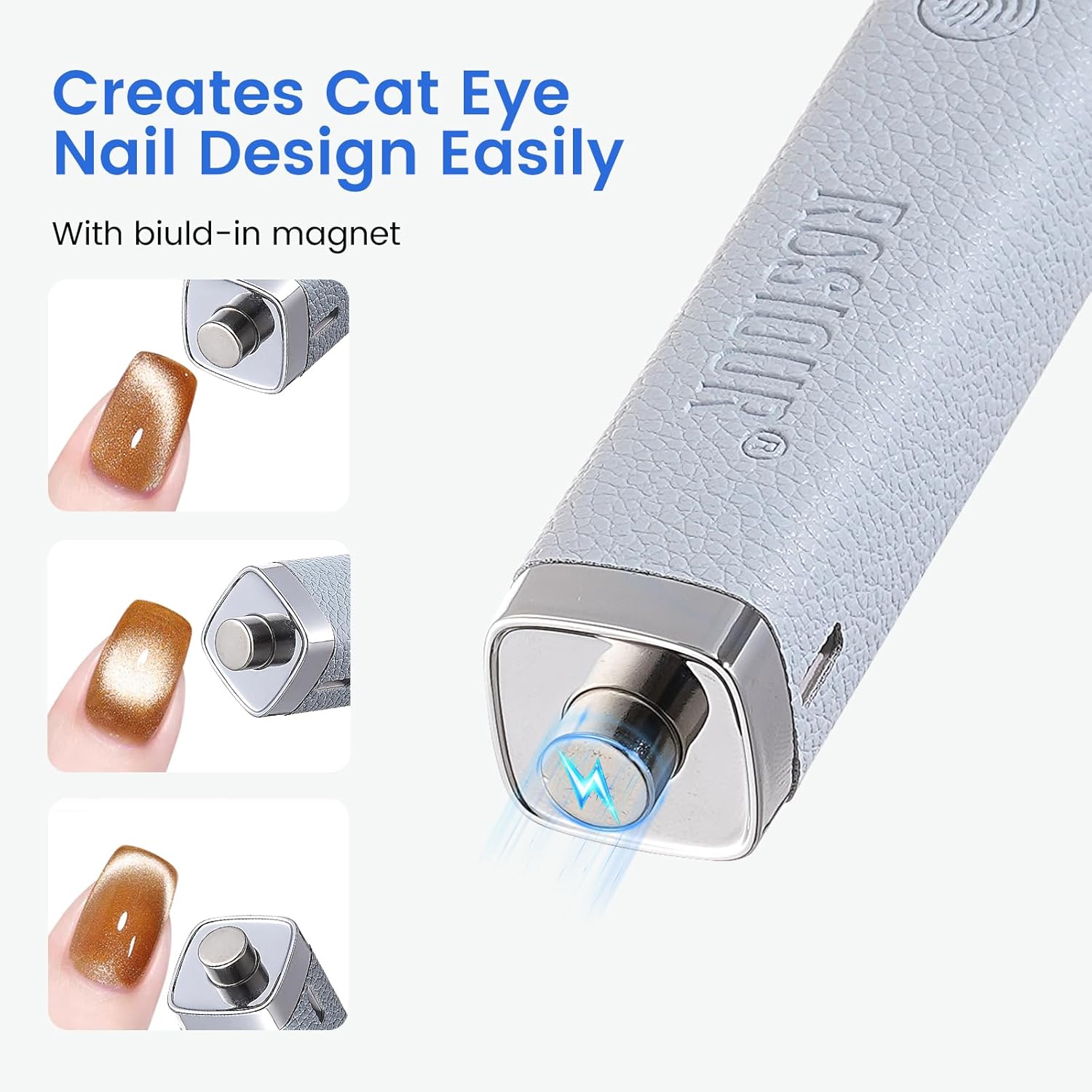 Handheld Mini UV Light for Nails: Flash Cure UV Led Nail Lamp with Cat Eye Magnet- Hand Held Fast Dry Single UV Lamp Pen with Auto Sensor for Manicure Home Salon (Blue)