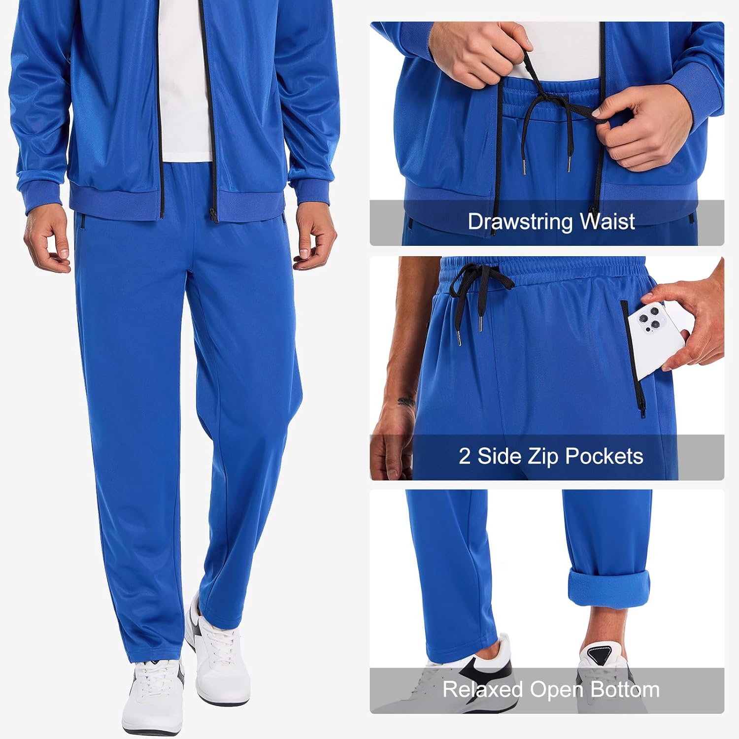 HODOSPORTS Mens Tracksuits 2 Piece Full Zip Jogging Running Suits SweatSuits for Men Shiny Sport Track Suits Sets - Image 6