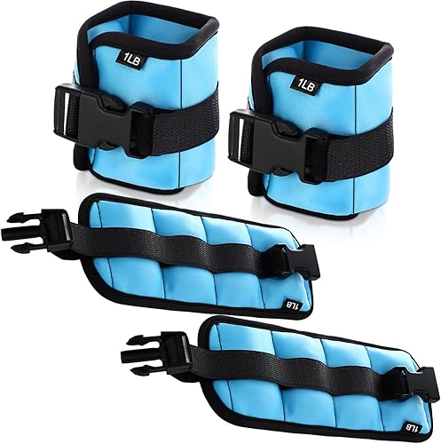 2 pares de pesas de tobillo para ejercicios terrestres o acuáticos, brazaletes de gimnasia aeróbica acuática para tobillo y muñeca, pesas ajustables