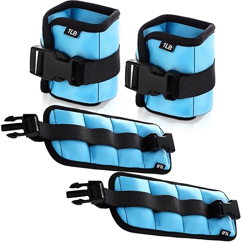 2 Pairs Ankle Wrist Weights for Land or Aquatic Exercise Aqua Cuffs Aqua Aerobics Fitness Bands for Ankle and Wrist Adjustable Weights for Swimming Pool Workout Equipment