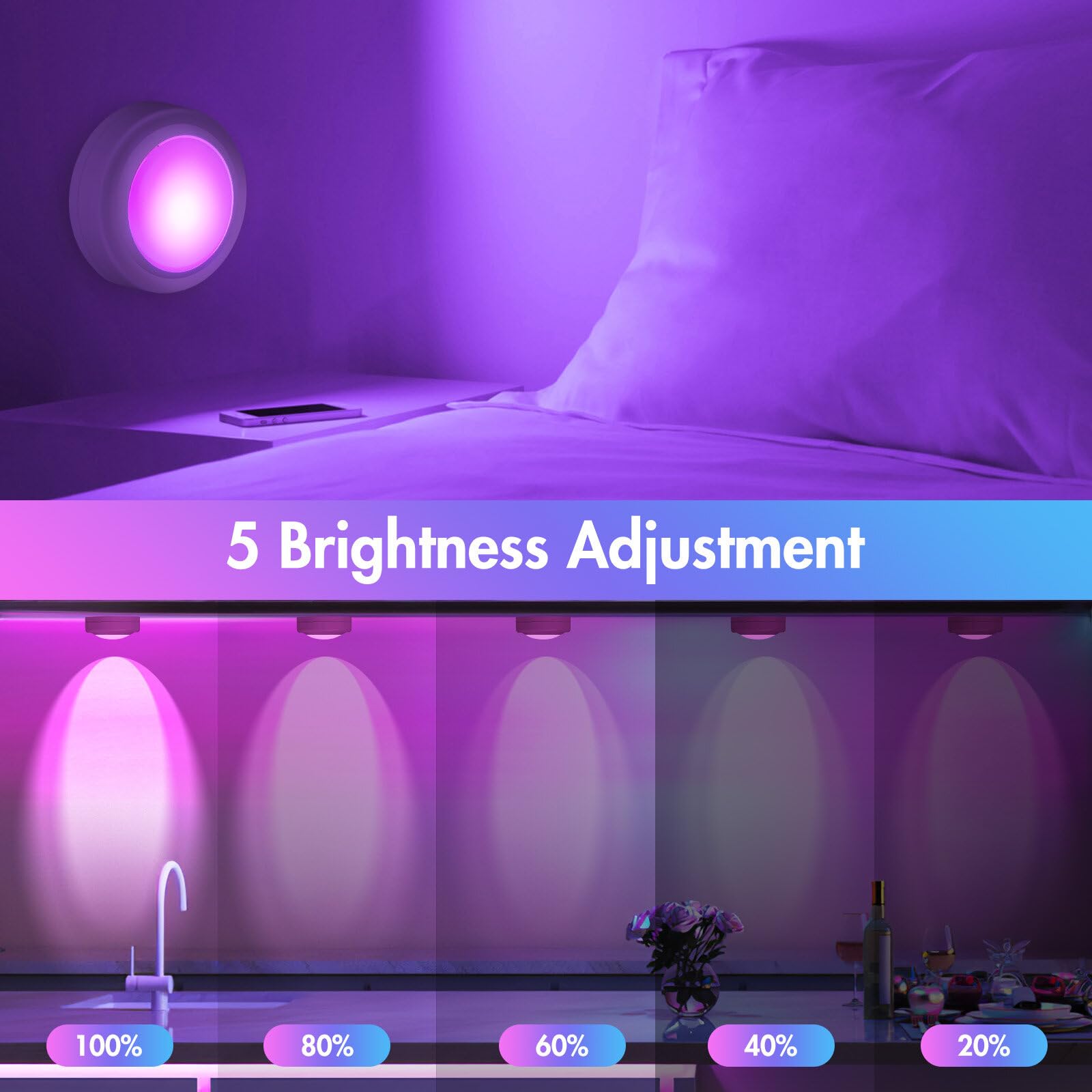 Veilleuses LED Avec Télécommande - Lot De 6 - RGB + Blanc - Aigostar