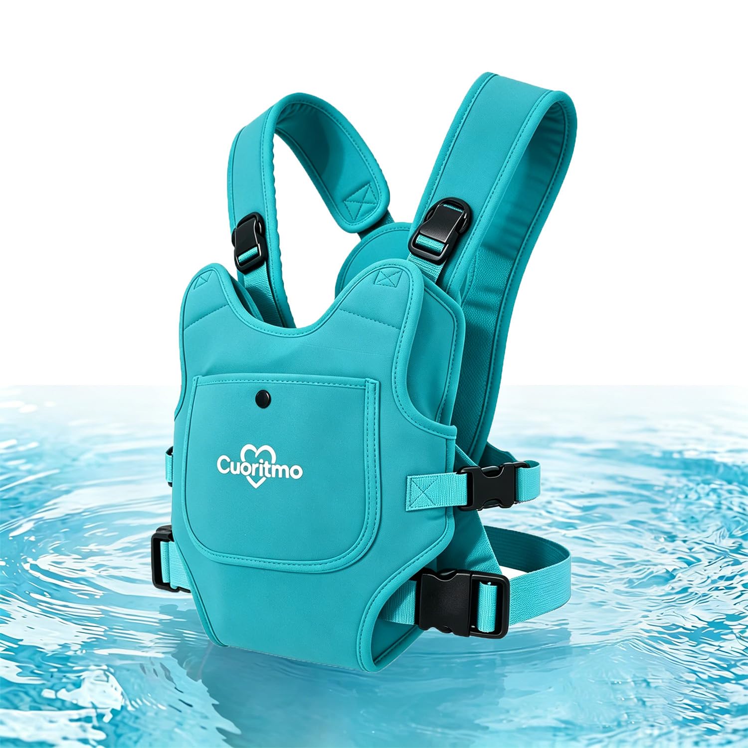 Neoprene Baby Carrier for Newborn to Toddler, Waterproof Front Carry Holder with Adjustable Straps, Lightweight for Beach, Pool & Summer, Light Bule