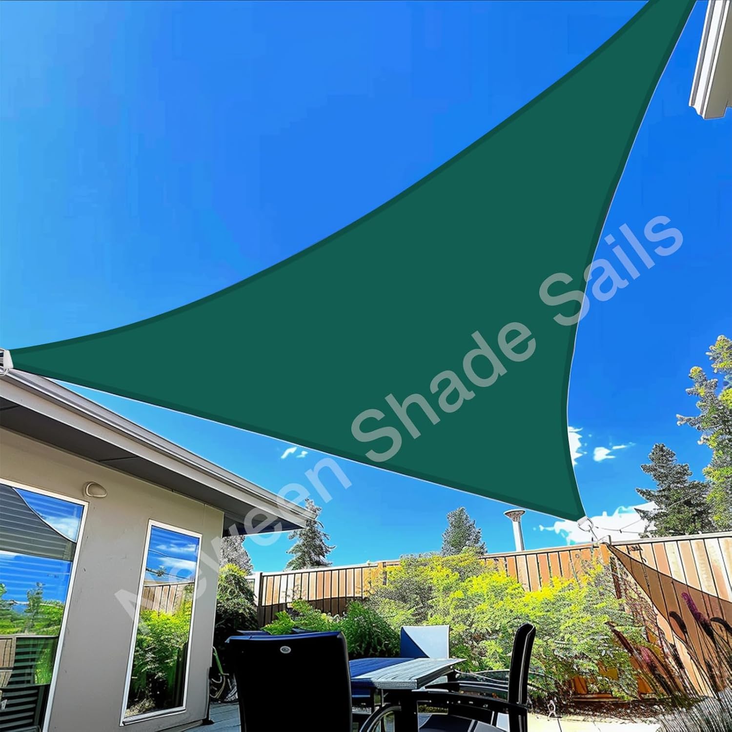 Neween Triangle Sun Shade Sail - 9' x 9' Waterproof Green UV Block Shade