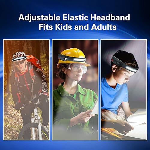 Miniatura 9 de COSOOS Linterna frontal recargable, lámpara de cabeza LED brillante, reflector de 1000 lúmenes y luz puntual, sensor de movimiento, linterna ligera