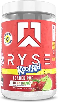 RYSE Loaded Pre Workout Powder - Kool-Aid Cherry Limeade - Daily Pre-Workout for Men & Women with 300mg Caffeine, Beta Alanine, and Citrulline for Pump, Focus, and Energy - 30 Servings