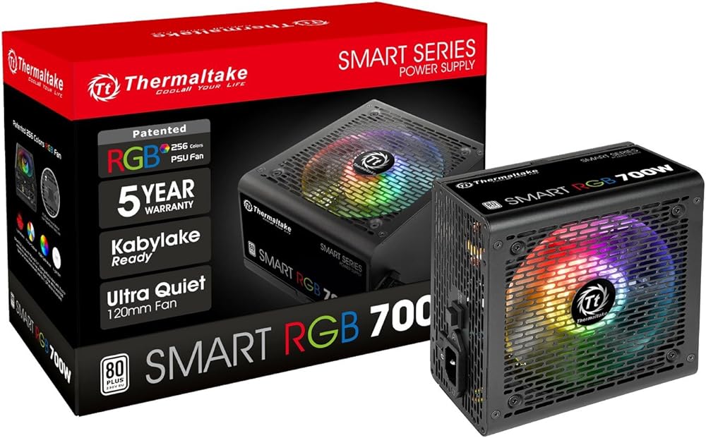 Thermaltake Smart RGB, 80+ Certified 700W Power Supply with 256-Color RGB Fan - View 1