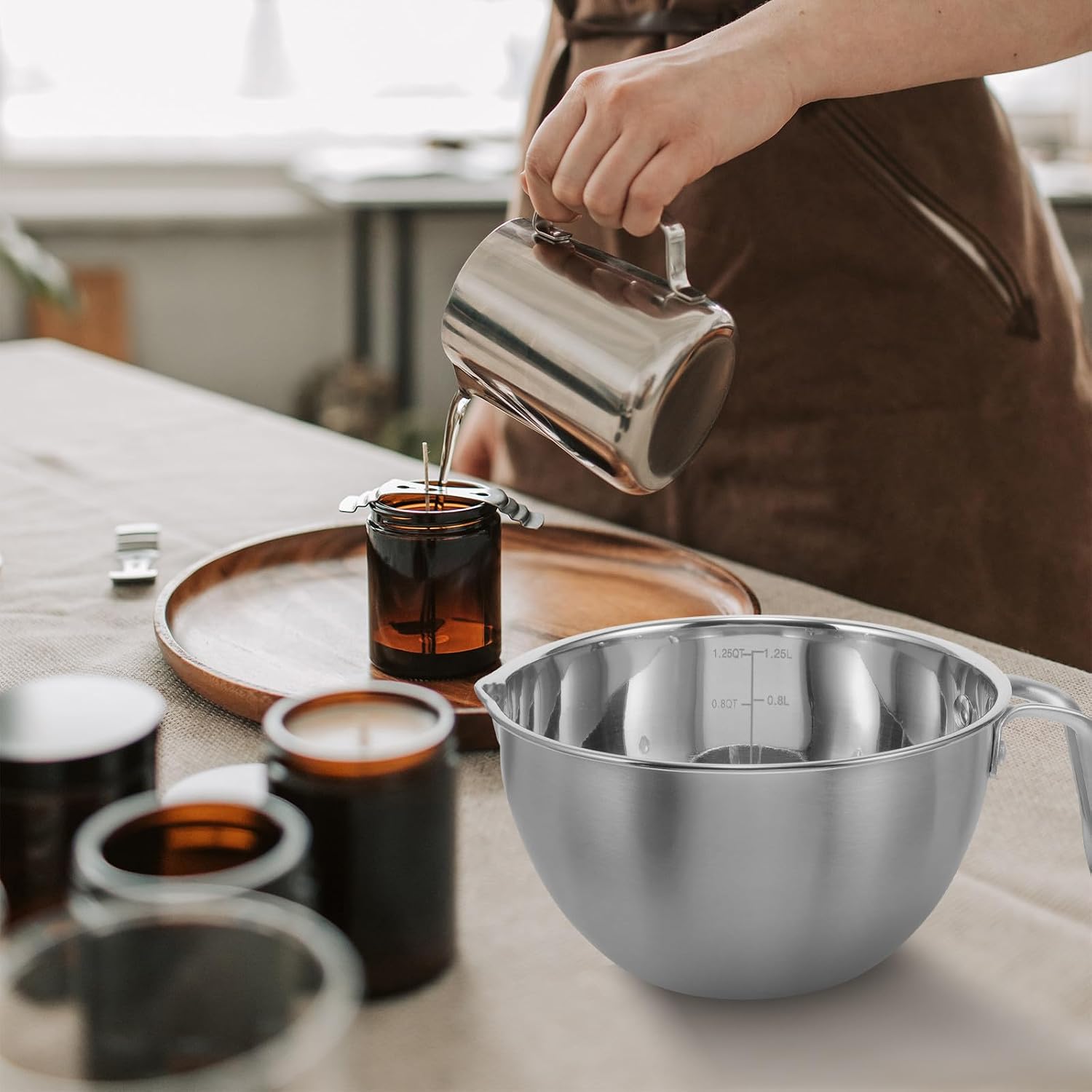 304 Stainless Steel Melting Pot with Handle, 1.25l Double Boiler