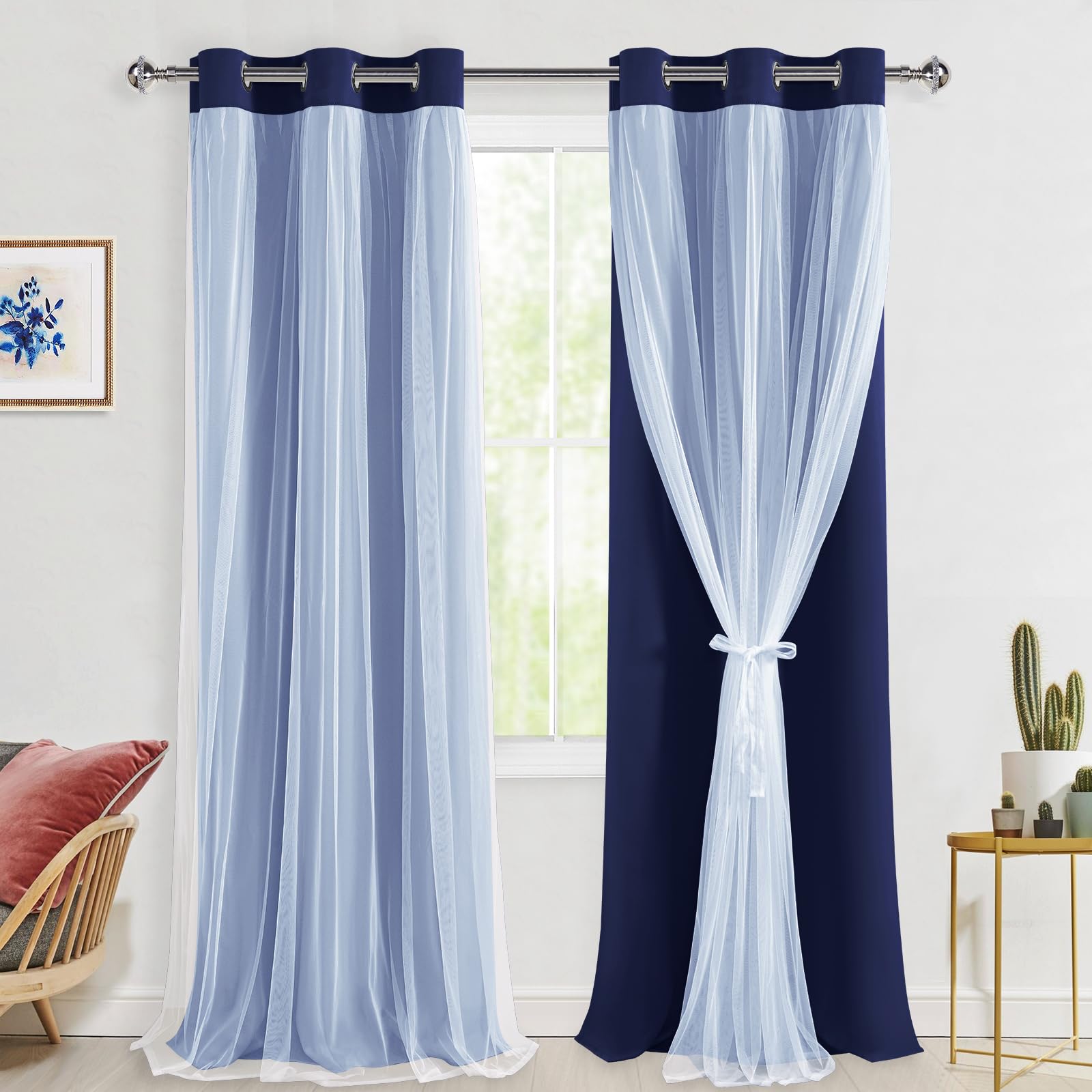 Rideaux occultants pour chambre et salon | Créez un cocon de douceur avec voilage Hiasan marine