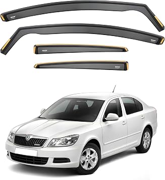 iSpeed Wind Deflectors For Skoda Octavia mk2 2004-2012 5 Door Hatchback Liftback 4pc - Keep Your Car Ventilated in Rain - Reduce Wind Turbulence - Tinted In-Channel Type