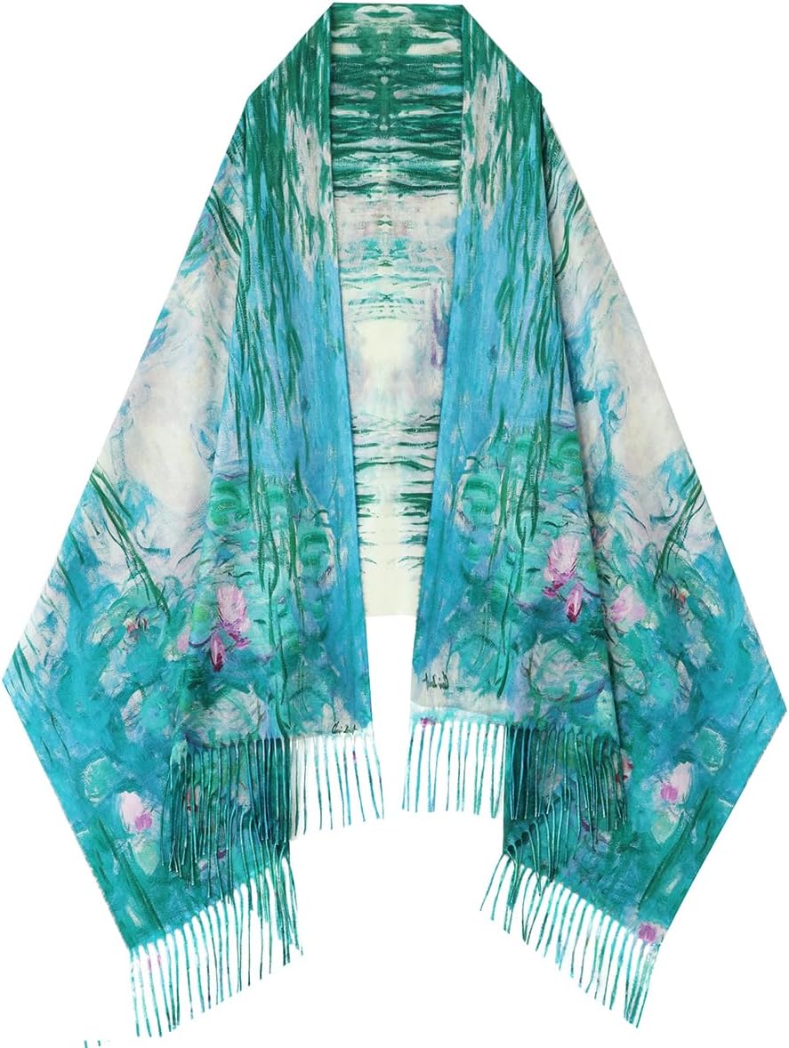 Umjetnost Soft Cashmere Feel Scarf For Women Winter Warm Scarves Large Shawl Wrap Monet Van Gogh Art Print - Image 2