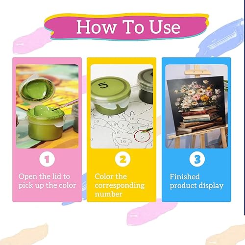 Vista 21 de xackcme Pintura de montaña por números para adultos, pintura de paisaje por número sobre lienzo sin marco, pintura al óleo de paisaje lunar