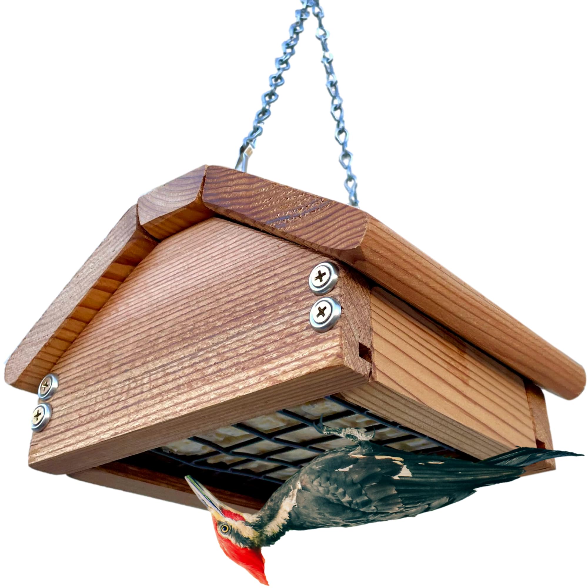 Mangiatoia Per Uccelli In Legno Di Cedro Con Appoggio Per Coda | Alimentatore Per Picchi E Uccelli Selvatici Da Esterno (Blu)