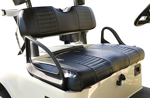 Huskey - 4 fundas de asiento delanterotrasero para carrito de golf EZGO TXT 2014+, Valor Gas y modelos eléctricos, panel de inserción plisado negro