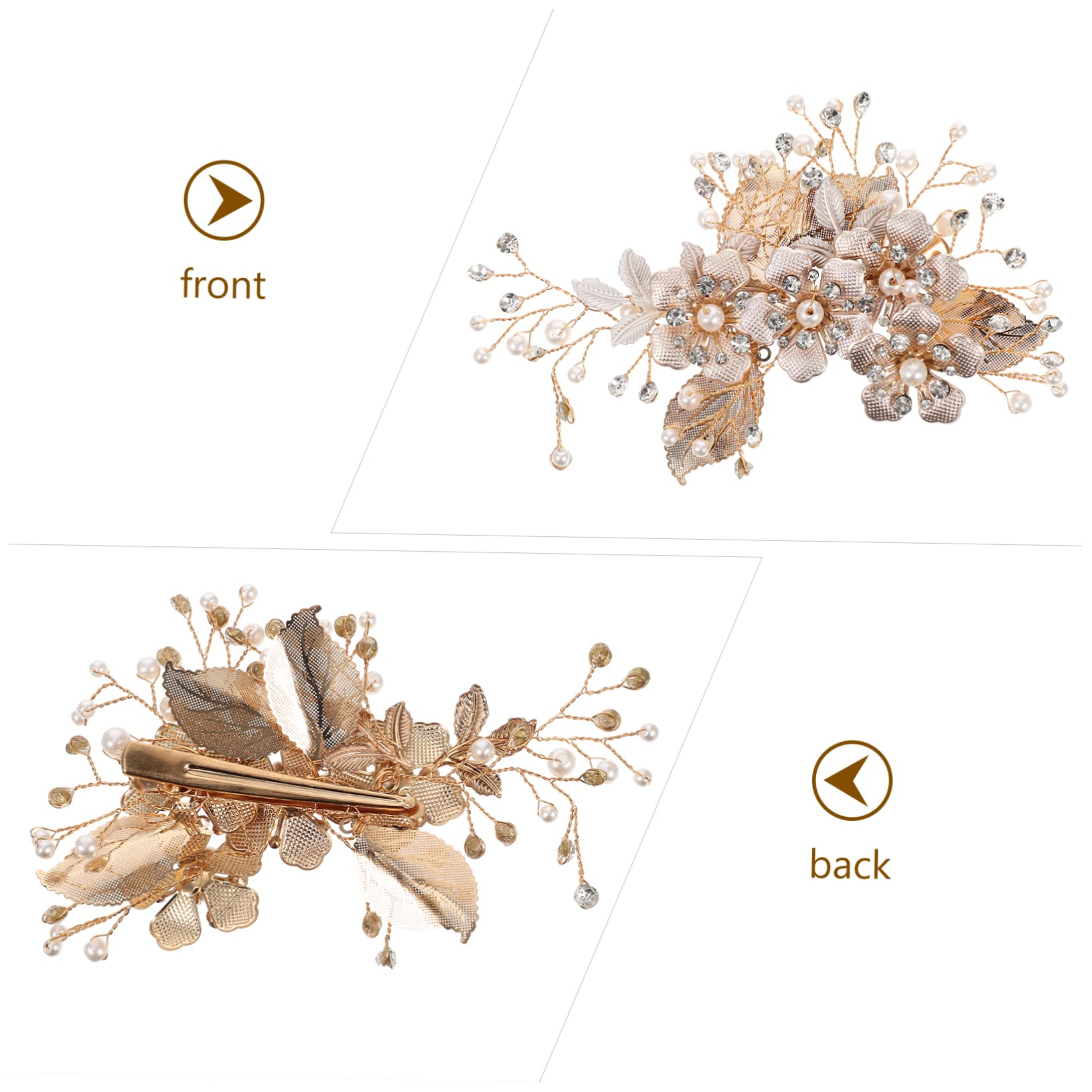 MAGICLULU 5St Haarnadel Haarspangen Haarklammer hairpin Hochzeit Strass-Kopfschmuck Tiara haarschmuck Brautaccessoires goldene Haarspange Blatt Kopfbedeckung Zubehör Brautjungfer