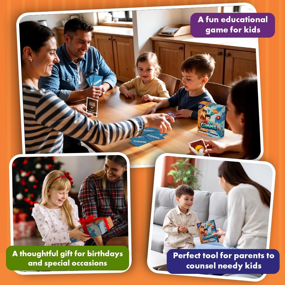 Gimme A Needs vs Wants Card Game, A Fun & Educational Family Game for Children, A Unique & Thoughtful Birthday Gift for Ages 5 and Above
