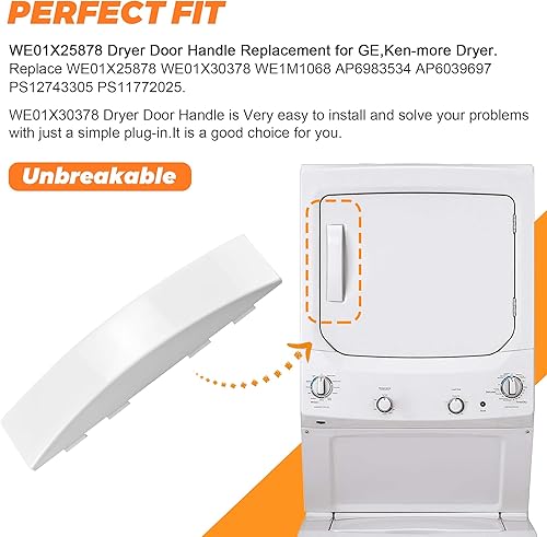 Miniatura 4 de Blutoget Actualización WE01X30378 WE1M1068 - Manija de puerta de secadora de repuesto para GE GUD27ESSMWW GUD27ESSM1WW Ken-More - Manija de puerta