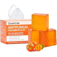 Antifungal Soap Bar Medicated Persimmon Soap, Tea Tree Oil treats Ringworm with 1% Tolnaftate, Athlete's Foot, Jock Itch; Neutralizes Body & Aging Odor. Gentle daily use. 3 Bars.