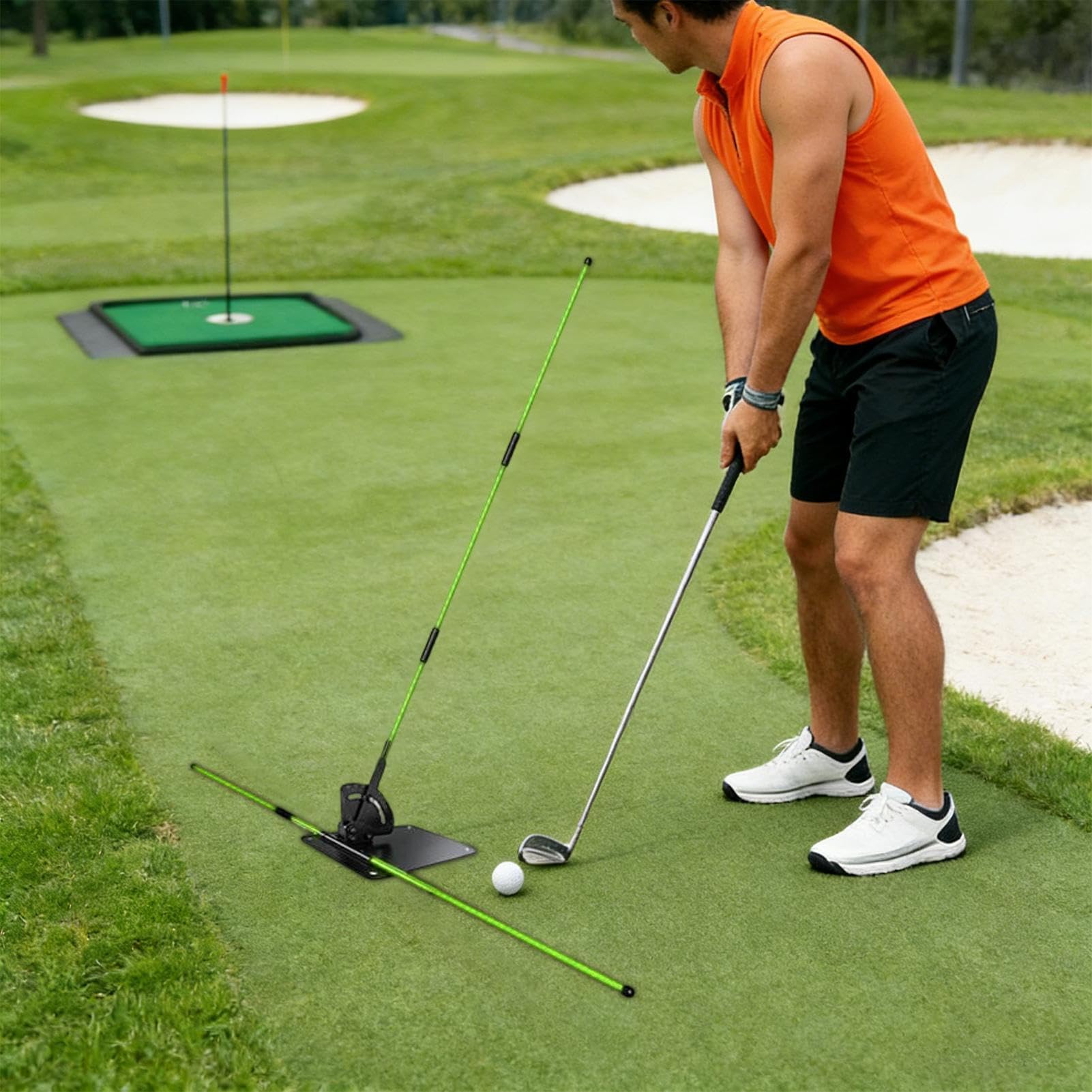 Generisch Barras de alineación de golf – Soporte de ángulo, barras de entrenamiento de golf con escala transparente para prácticas de swing, patio trasero de oficina en casa, precisión de swing para