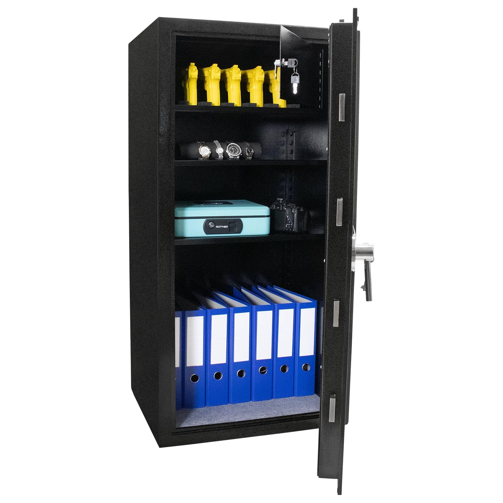 Rottner Monaco 120 Coffre-Fort Certifié Anti-effraction Noir Serrure à Clé