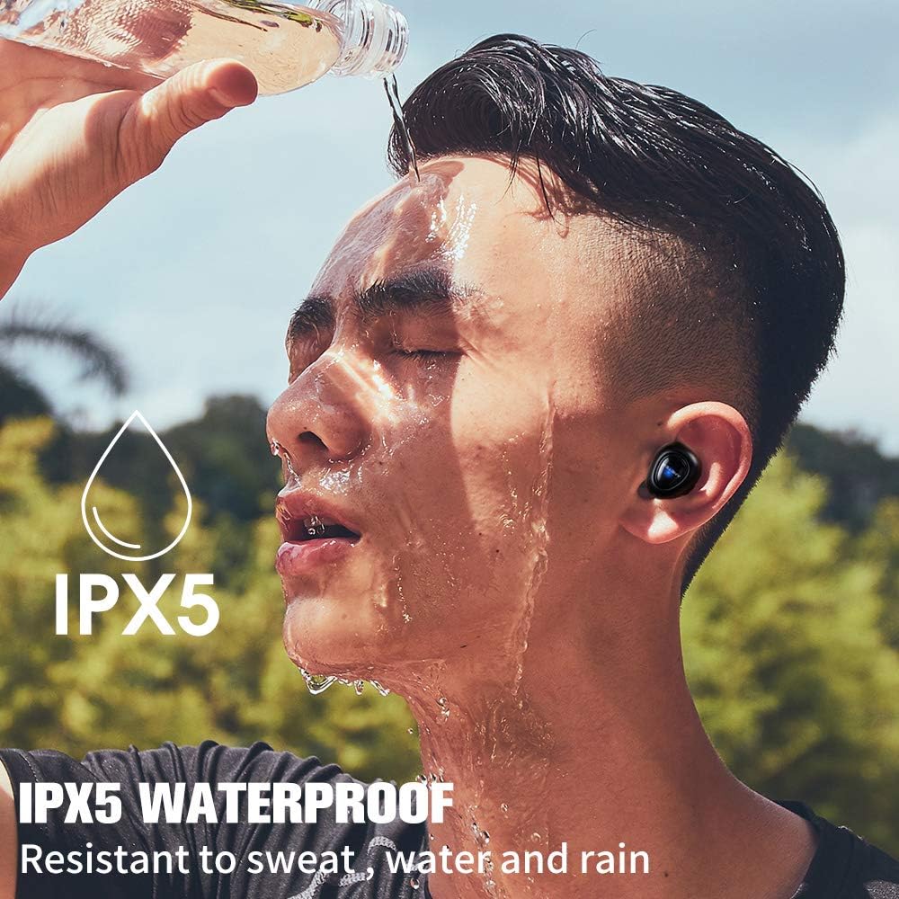 True Wireless Earbuds TWS Stereo Wireless Headphones Bluetooth 5.0 in-Ear Headset with Strong Connection, Noise Cancelling Mini Earphones Charging Case IPX5 Waterproof 58H Playtime Sports Earpiece