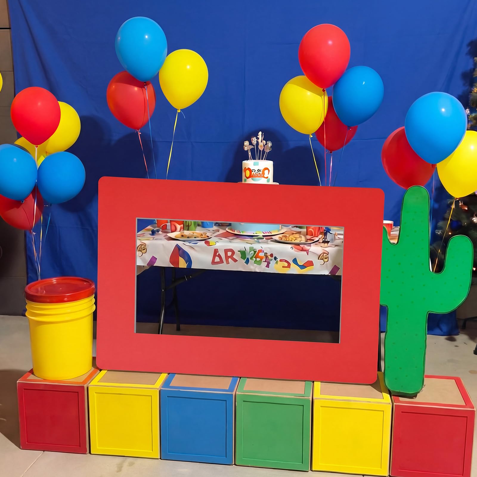 Cartoon Story Decorazione per feste di compleanno Grande Photo Booth Puntelli Decor 24 '' x 16 '' Cornice Rossa Cornice per Foto di Compleanno per Amici Scuola Aula Forniture per Feste